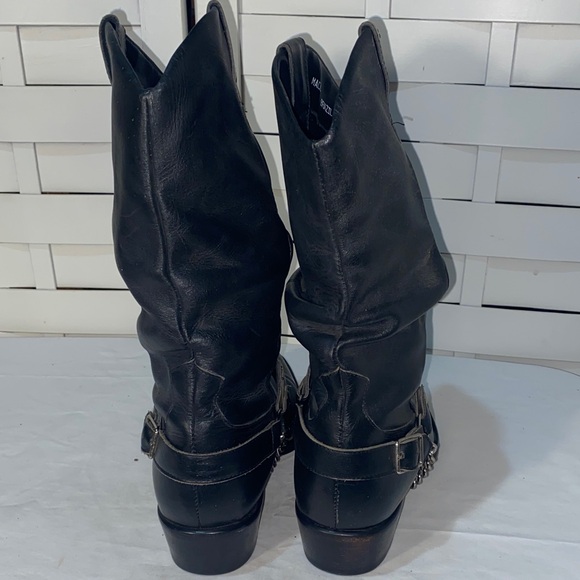 GBX Black Leather Western Slouch Harness Motorcycle Boots Size 8 - Picture 4 of 5